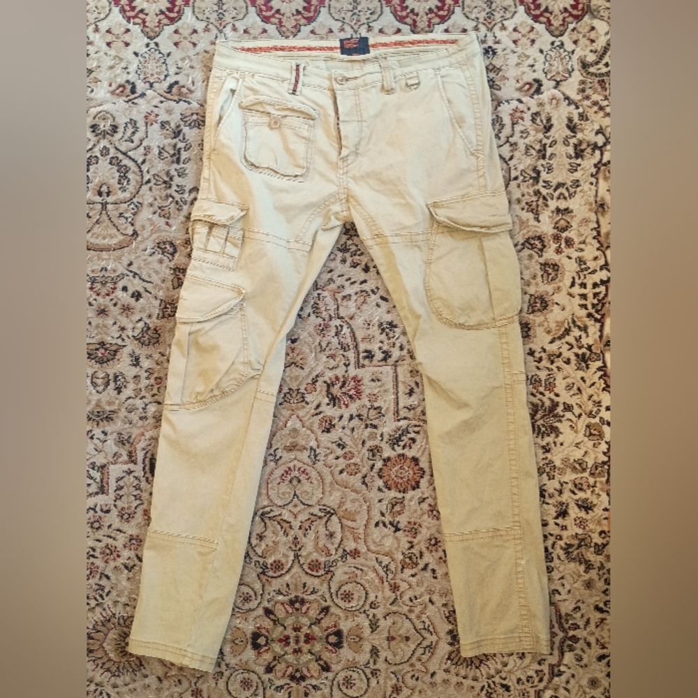 Decibel Loose Fit Cargo Pants Men's Beige Sz 38X34 Explore The World CRG EXCELLE